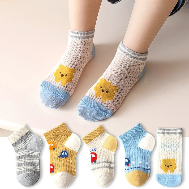 5 pares de calcetines para niños de 1 a 12 años 2025 primavera/verano niños niñas malla calcetines finos transpirables calcetines suaves y cómodos calcetines para niños