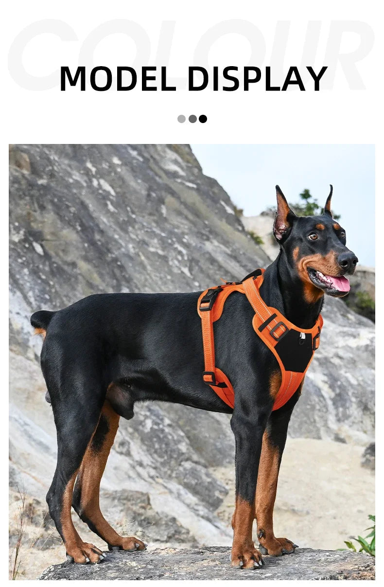 Arnés para Mascotas Multifuncional de Nailon Reflectante, Arnés Ajustable para Perros, Arnés de Pecho para Perros con Control Cómodo y Sin Tirones, Suministros para Mascotas