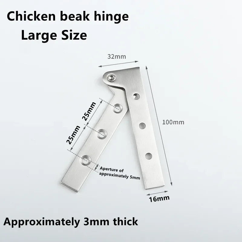 Bisagra de boca de pollo con rotación de 360 grados, 1 piezas, esquina de puerta oculta, Base de muebles superior e inferior, accesorios de Hardware de acero inoxidable