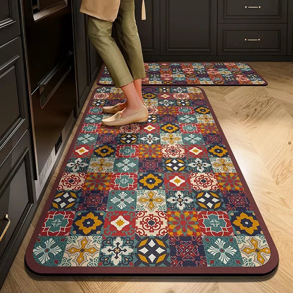 Alfombra de cocina con estampado absorbente, alfombra antideslizante para pasillo, alfombras largas para sala de estar, dormitorio, entrada, felpudo para baño