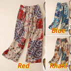 ZANZEA-pantalones informales de pierna ancha para mujer, pantalón Vintage con estampado Floral de Cachemira, cintura elástica, pantalones de algodón transpirables para primavera 2025