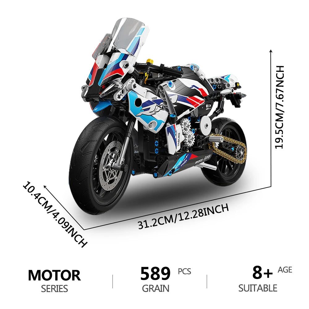 Bloques de construcción modulares para niños, juego de ladrillos de motocicleta técnica, modelo de plástico, regalo