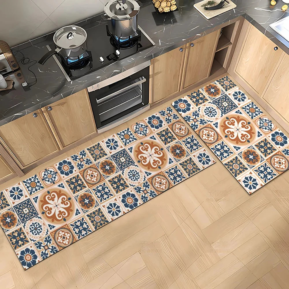 Alfombra de cocina con estampado absorbente, alfombra antideslizante para pasillo, alfombras largas para sala de estar, dormitorio, entrada, felpudo para baño