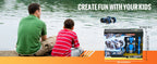SucceBuy Barco de coche RC anfibio azul/amarillo 2,4 GHz 12 km/h Control remoto eléctrico 360 °   Coche acrobático giratorio, juguetes para piscina de playa y agua