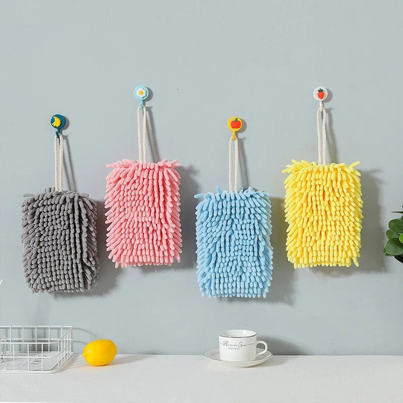 Paño de limpieza de chenilla de secado rápido superabsorbente, toalla de mano montada en la pared, suministros de cocina y baño