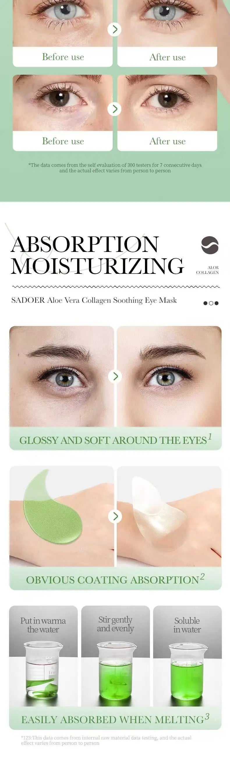 Mascarilla de colágeno de Aloe Vera para ojos, 60 uds., eliminación de ojeras, bolsas para ojos, parches hidratantes reafirmantes para ojos, productos para el cuidado de la piel