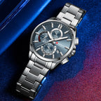 Relojes CURREN para hombre, relojes de lujo de primeras marcas para hombre, cronógrafo Original resistente al agua de acero inoxidable, fase lunar, fecha, esfera giratoria