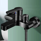 Grifo de ducha de baño cromado, grifo mezclador de doble caño de agua fría y caliente montado en la pared de latón para lavabo de ducha de baño divisor de baño