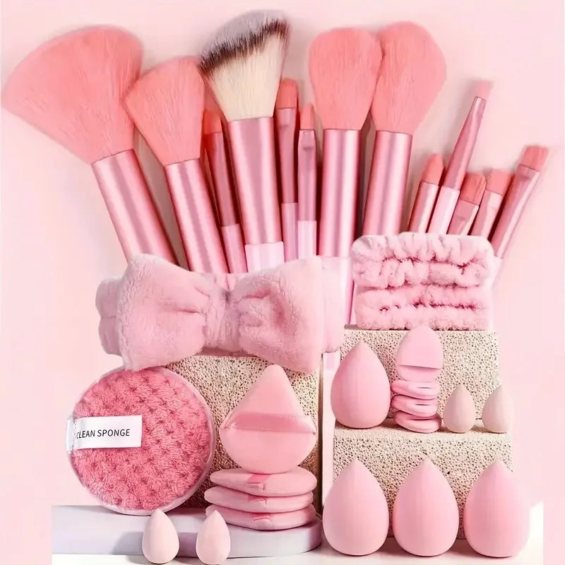 Juego de brochas de maquillaje profesional, 13/33 Uds., con accesorios para la piel combinada, con brochas suaves, adecuado para principiantes