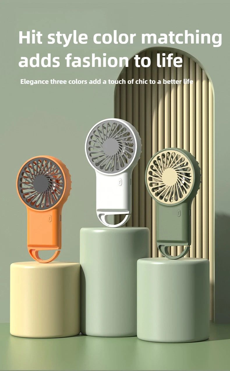 Miniventilador plegable de mano recargable por USB, diseño de dibujos animados con gancho para montañismo, uso en el hogar y la Oficina al aire libre, nuevo