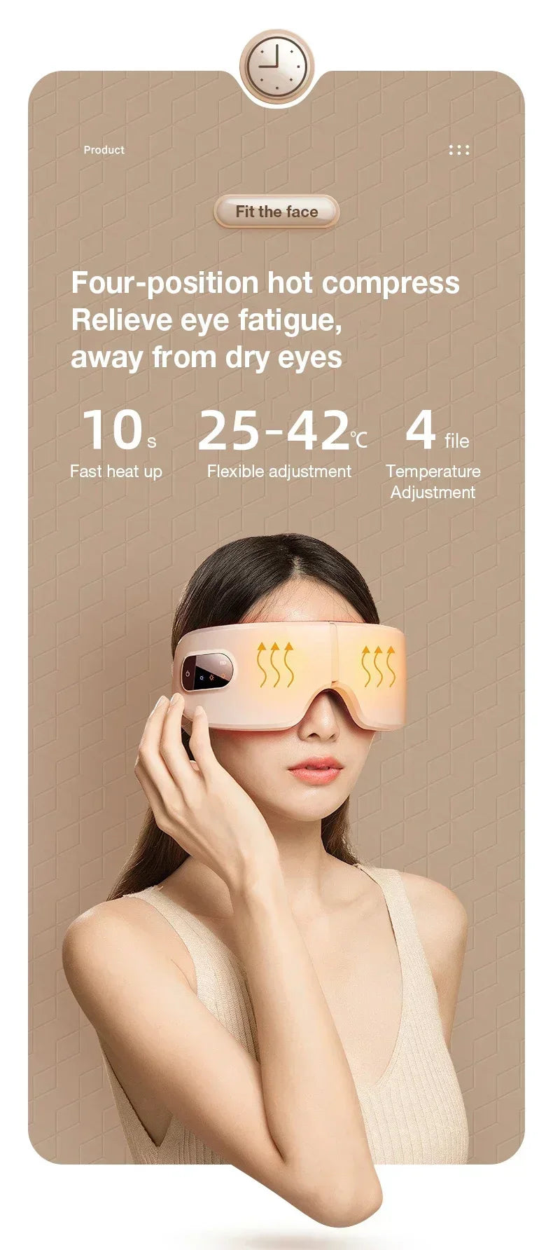 Masajeador de ojos 4D, Airbag inteligente, vibración, instrumento para el cuidado de los ojos, compresa caliente, Bluetooth, gafas de masaje para ojos, fatiga, cuidado antiarrugas