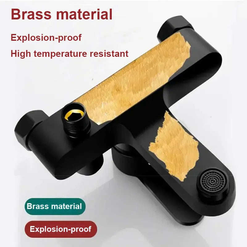 Grifo de ducha de baño cromado, grifo mezclador de doble caño de agua fría y caliente montado en la pared de latón para lavabo de ducha de baño divisor de baño