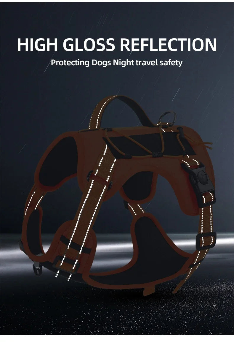Arnés para Mascotas Multifuncional de Nailon Reflectante, Arnés Ajustable para Perros, Arnés de Pecho para Perros con Control Cómodo y Sin Tirones, Suministros para Mascotas