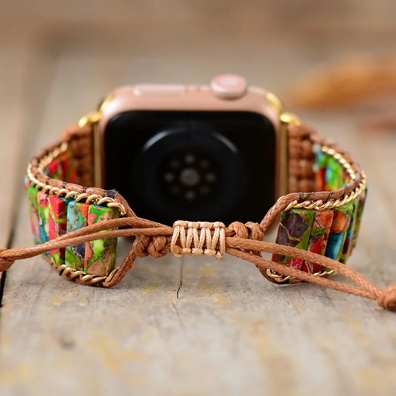 Correa de reloj Aple de piedra Natural, pulsera de pulsera con cuentas bohemias de 38mm/45mm para reloj inteligente Iwatch Series 7, accesorios