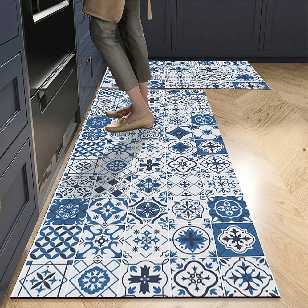 Alfombra de cocina con estampado absorbente, alfombra antideslizante para pasillo, alfombras largas para sala de estar, dormitorio, entrada, felpudo para baño