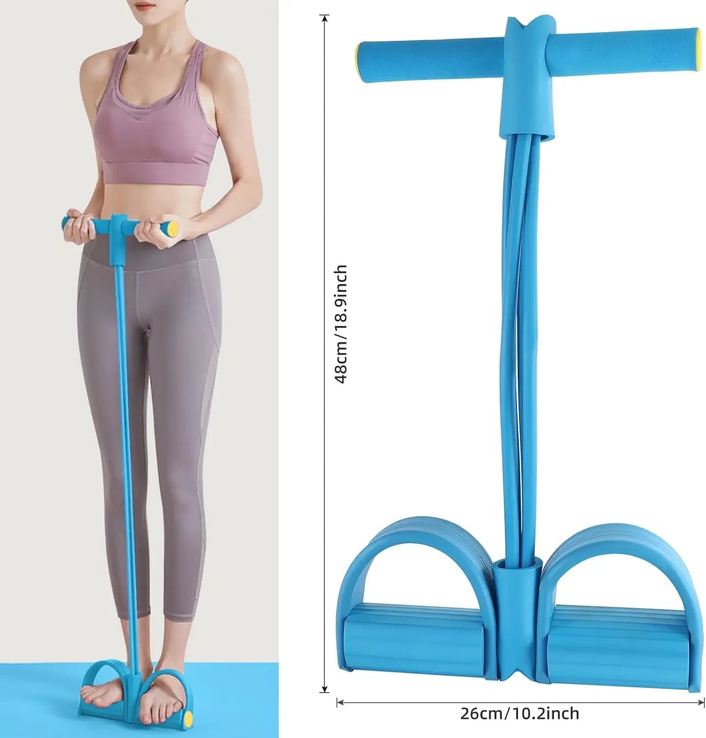 Tensor de banda de resistencia de 4 niveles con asas antideslizantes - Equipo de fitness en casa para entrenamiento muscular abdominal Yoga abdominal