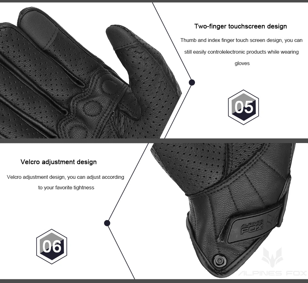 Guantes de cuero Vintage para motocicleta para hombre, Guantes negros resistentes al desgaste con pantalla táctil, antideslizantes, Retro, novedad de verano 2023