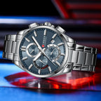 Relojes CURREN para hombre, relojes de lujo de primeras marcas para hombre, cronógrafo Original resistente al agua de acero inoxidable, fase lunar, fecha, esfera giratoria