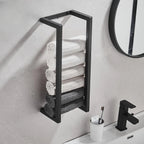 Toallero de baño, estante de almacenamiento de toallas de baño, rollo de toalla de baño de Hotel, estante de papel, colgante de pared negro de acero inoxidable de doble uso