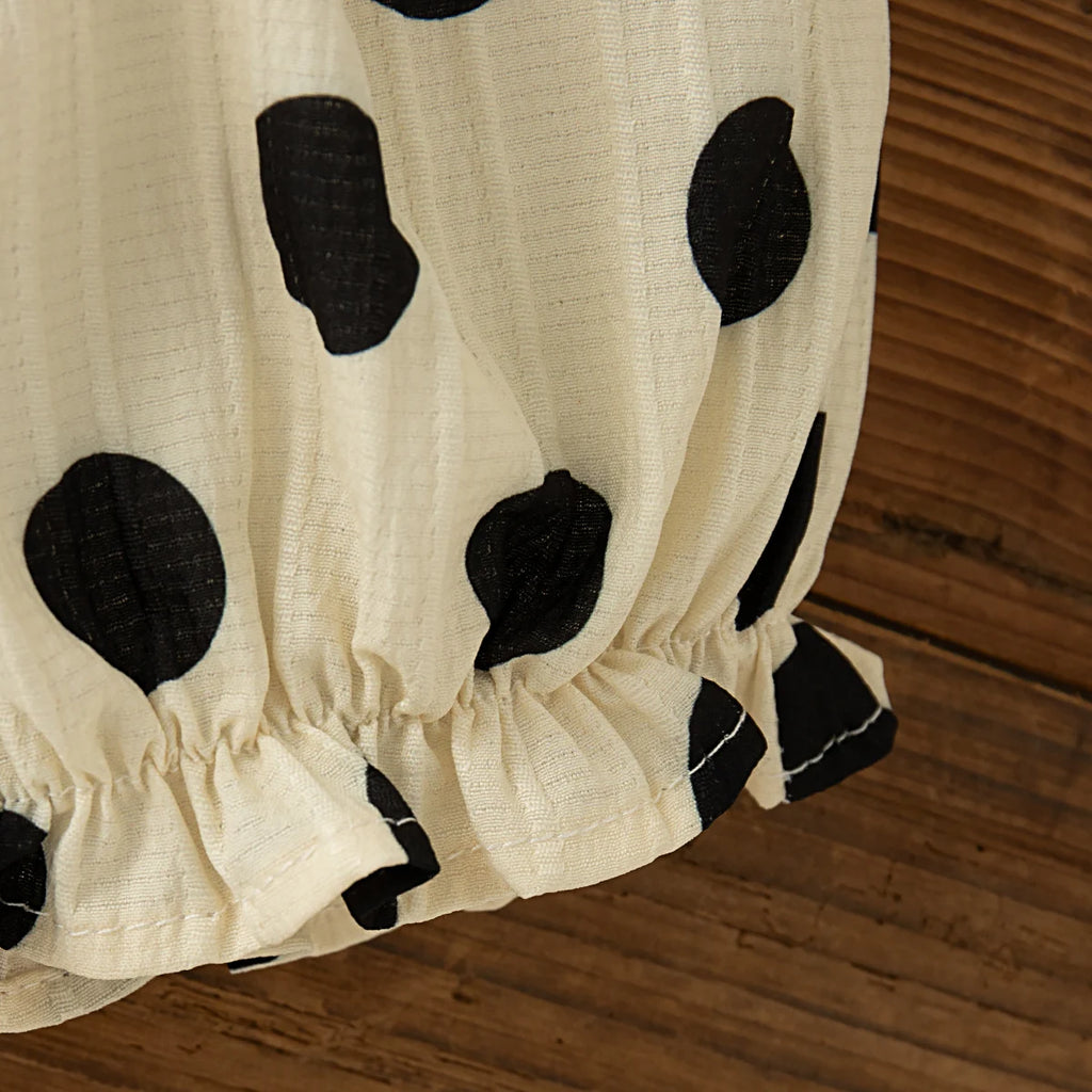 Conjunto de 2 piezas para niñas pequeñas, Top y pantalones cortos sin mangas con lazo de lunares de estilo coreano, traje informal de algodón de verano para bebés recién nacidos para jugar