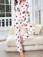 Ropa de dormir de otoño e invierno para mujer, Tops holgados tejidos con cuello redondo y pantalones elásticos largos, conjunto de pijama, ropa de descanso