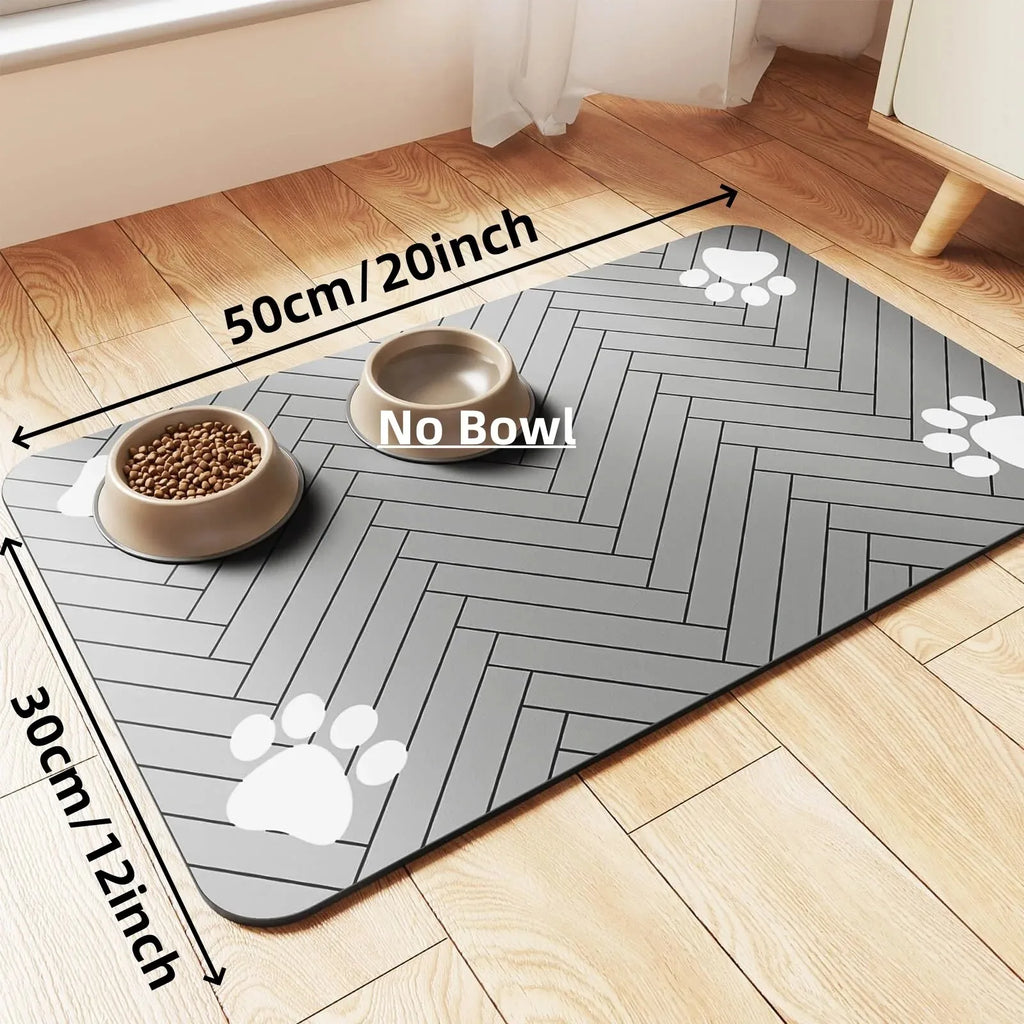 Estera de alimentación para mascotas, mantel absorbente para mascotas, respaldo de goma, estera de agua de secado rápido para perros y gatos, cuenco de comida y agua con impermeable