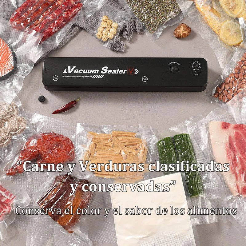 Máquina de envasado al vacío, 220V/110V, con 10Uds,De bolsas de vacío gratis, sellador al vacío de alimentos negro para el hogar