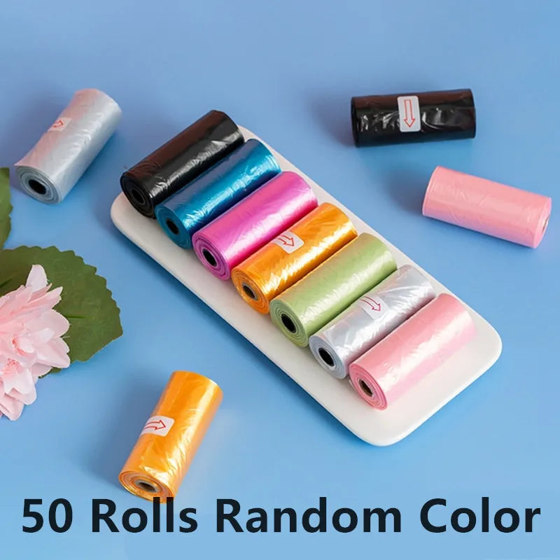 10/50/100 rollos de colores aleatorios, suministros biodegradables para mascotas, bolsas para excrementos de perros para limpiar residuos, bolsa para excrementos de cachorros y gatos