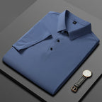 Polo de seda de hielo para hombre, camiseta de manga corta, elástica, sin hierro, fina, ligera, de lujo
