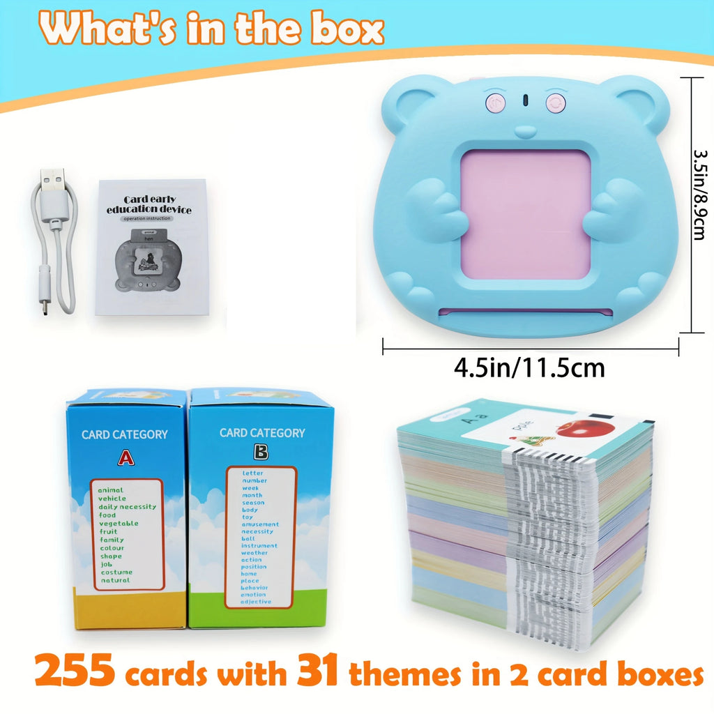 Tarjetas Flash parlantes del alfabeto de 510 palabras, regalos educativos de cumpleaños para niños y niñas, juguetes de voz Montessori preescolares