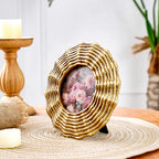 Marco de fotos redondo con decoración de encaje dorado Retro, adecuado para exhibición de fotos, decoración del hogar, accesorios de fotografía, 1 ud.