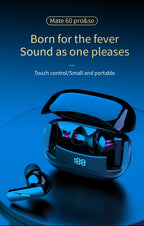 Auriculares Bluetooth inalámbricos verdaderos de alta calidad TWS Mate60, tiempo de reproducción de 12 horas, sonido nítido con pantalla LED de batería