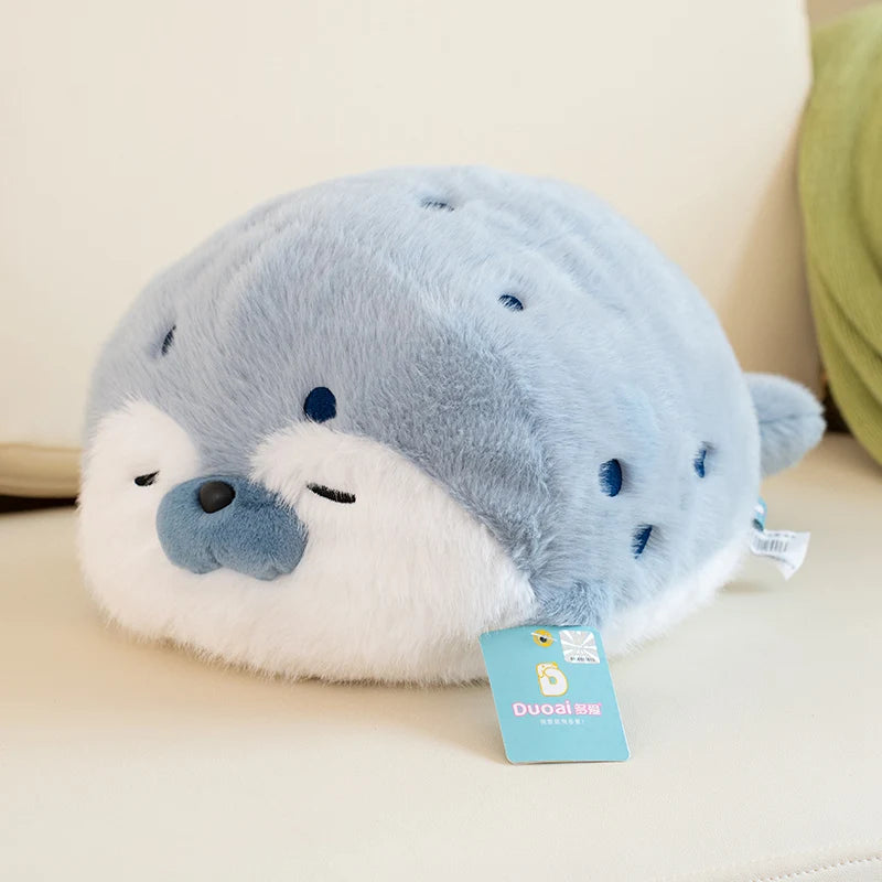 Sello de auriculares de dibujos animados de alta calidad, lontra marina, juguete de peluche, bola, cojín redondo, almohada para niños, regalo de cumpleaños, siesta escolar y sueño