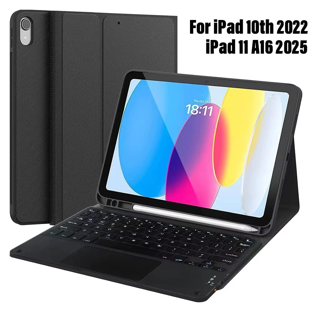 Funda con teclado para iPad de 10. a generación 2022, 10,9 pulgadas, funda con teclado Bluetooth desmontable para iPad 11 11 pulgadas A16 2025 con portalápices
