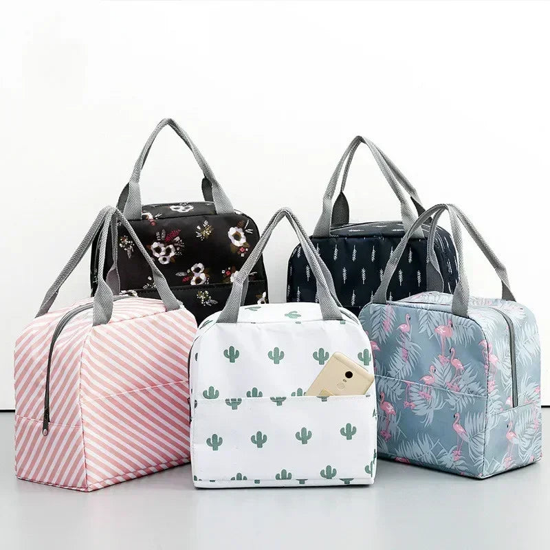 Fiambrera más fresca con patrón funcional, bolsa de almuerzo de lona con aislamiento portátil, bolsas térmicas para comida, Picnic, bolsas de almuerzo para mujeres y niños
