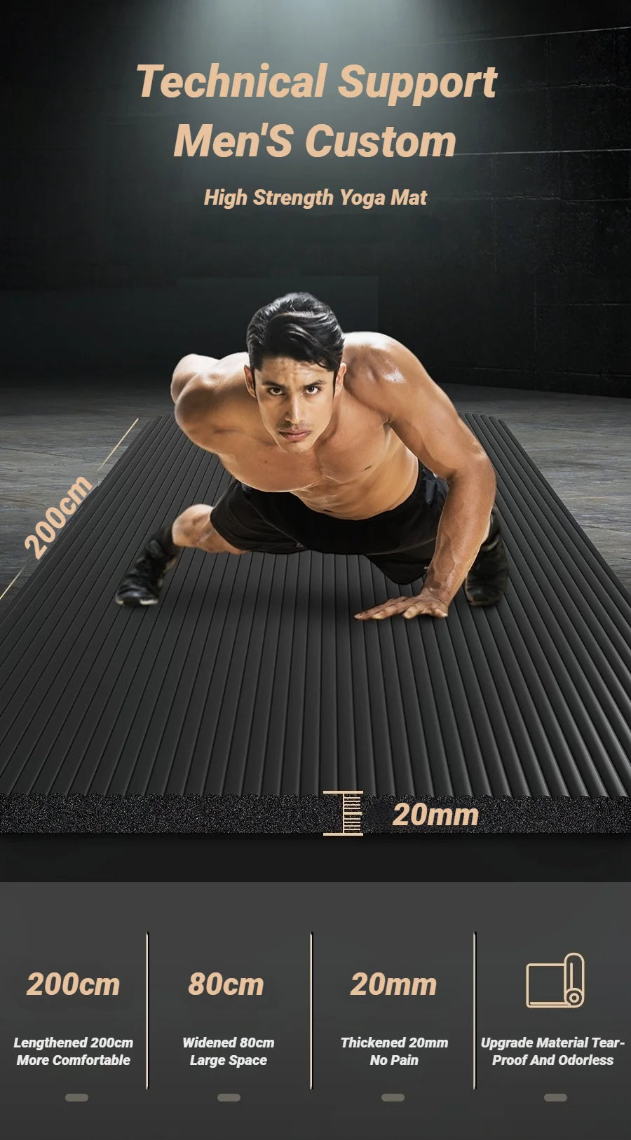 Juego de Dos Tapetes de Yoga Antideslizantes de NBR Extra Gruesos de Alta Calidad para Fitness, Pilates, Gimnasio, Hogar, Sin Olor, Deportivos, Universales para Hombre