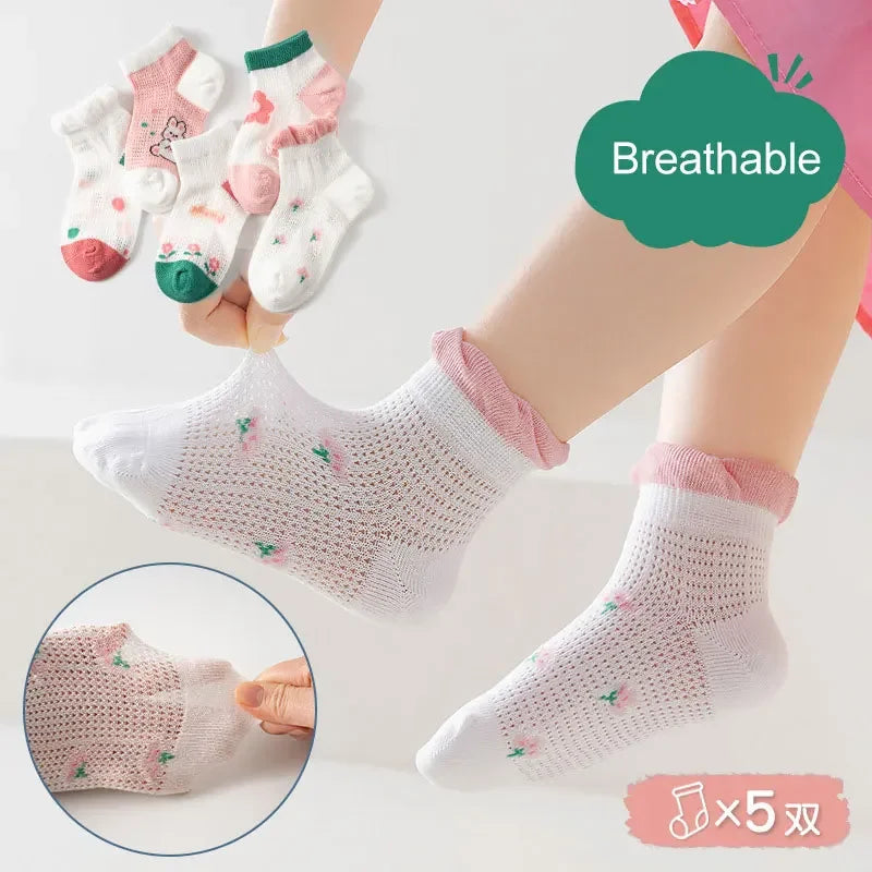 5 pares de calcetines para niños de 1 a 12 años 2025 primavera/verano niños niñas malla calcetines finos transpirables calcetines suaves y cómodos calcetines para niños
