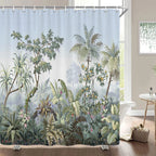 Cortinas de baño de flores, pájaros y plantas europeas, cortina de ducha impermeable, decoración de baño con impresión 3D con gancho, pantalla de baño