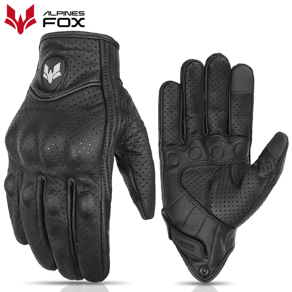 Guantes de cuero Vintage para motocicleta para hombre, Guantes negros resistentes al desgaste con pantalla táctil, antideslizantes, Retro, novedad de verano 2023