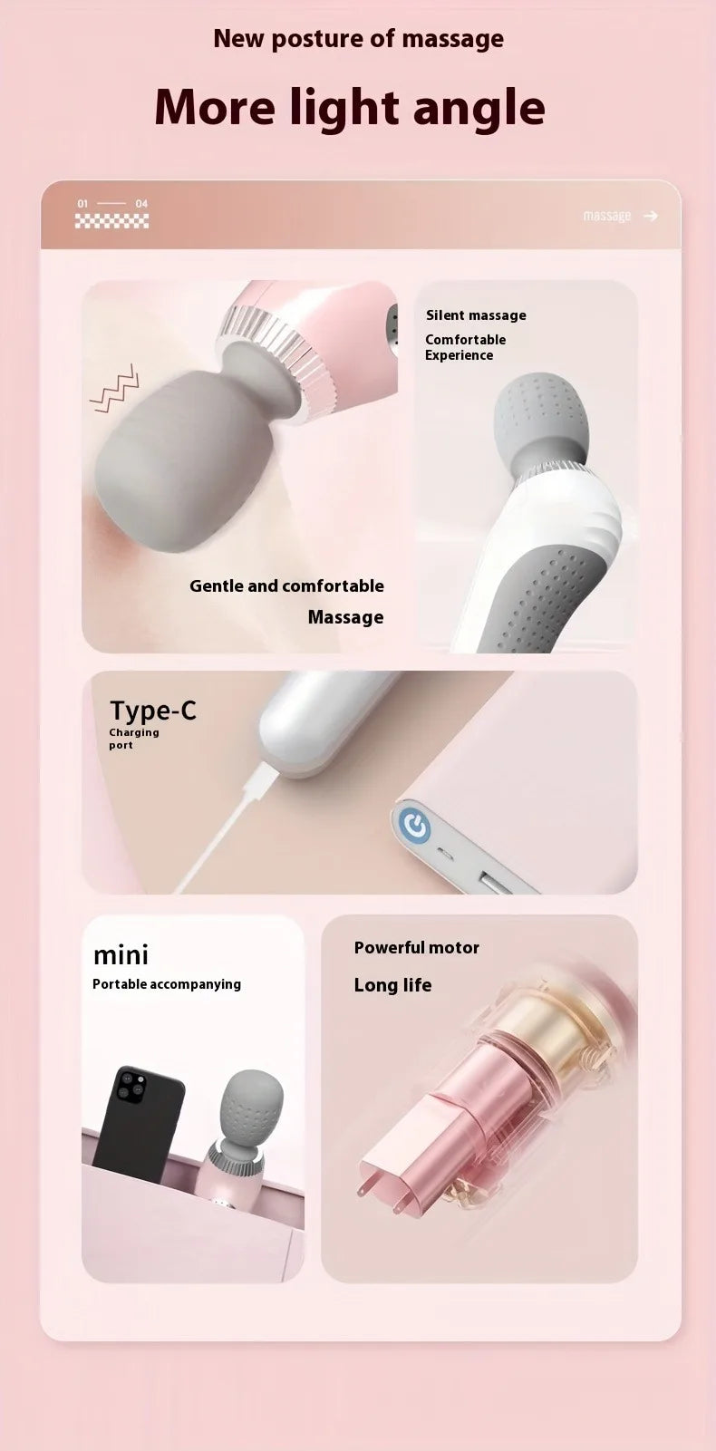 Nuevo Masajeador portátil de mano, recargable por USB, multifuncional, pistola de masaje de cuerpo completo, relajante, cuello, espalda, piernas y cintura