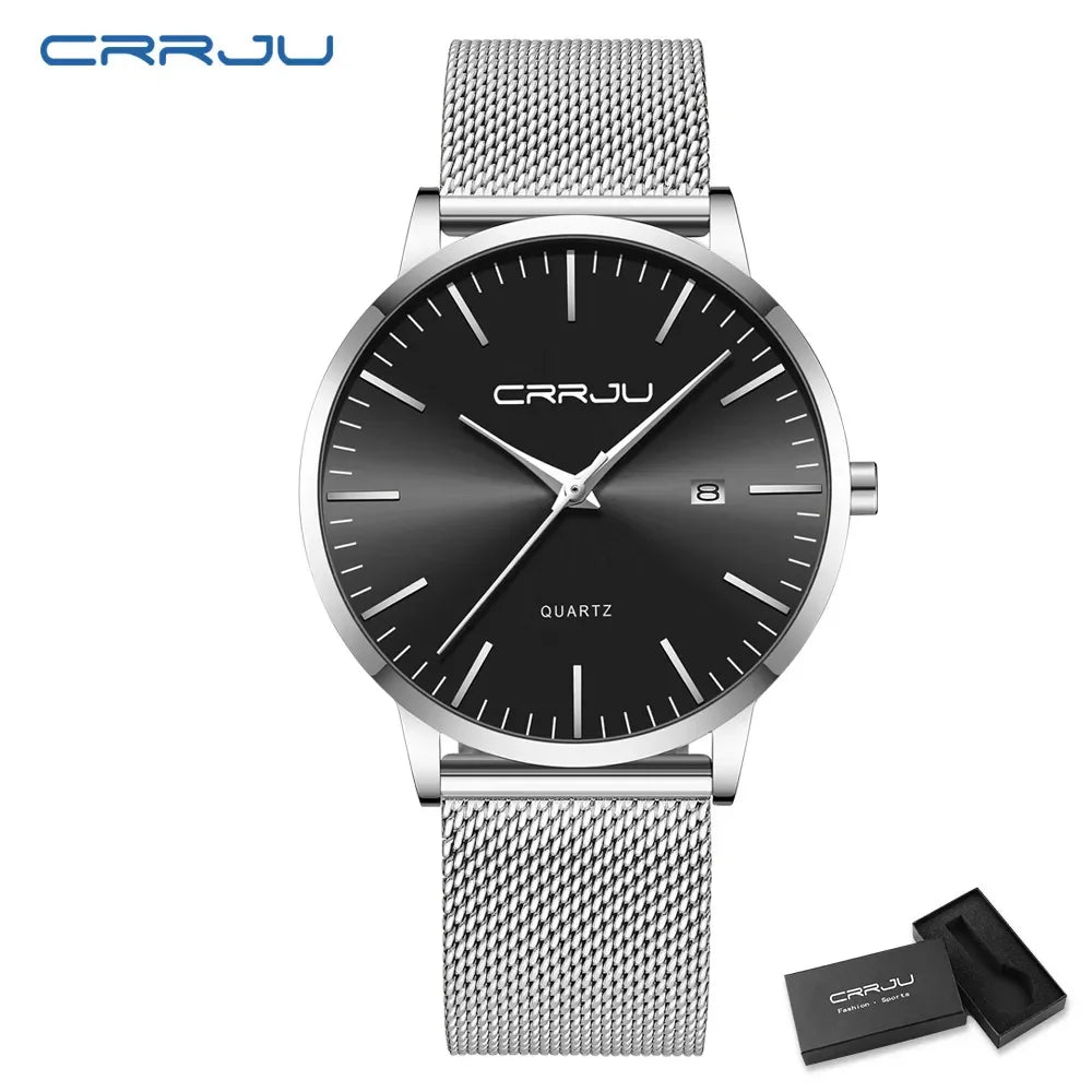 Reloj para hombre, acero inoxidable de 40 mm con correa de malla Relojes para hombre, Relojes de pulsera clásicos ultradelgados de 7 mm para hombre Automático minimalista