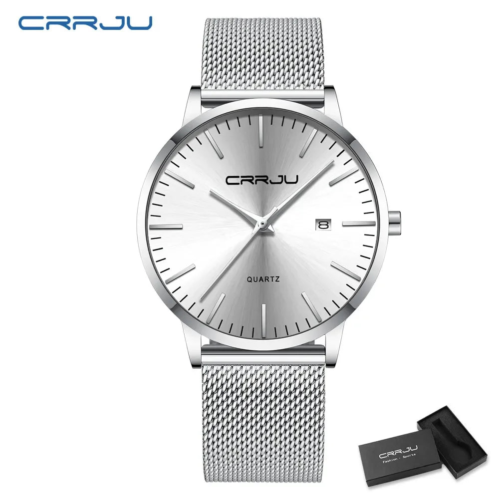 Reloj para hombre, acero inoxidable de 40 mm con correa de malla Relojes para hombre, Relojes de pulsera clásicos ultradelgados de 7 mm para hombre Automático minimalista