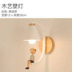 Lámpara de pared de madera moderna, modelo creativo de resina, lámparas de pared para sala de estar, dormitorio, habitación de niños, accesorios de iluminación nórdicos para decoración del hogar