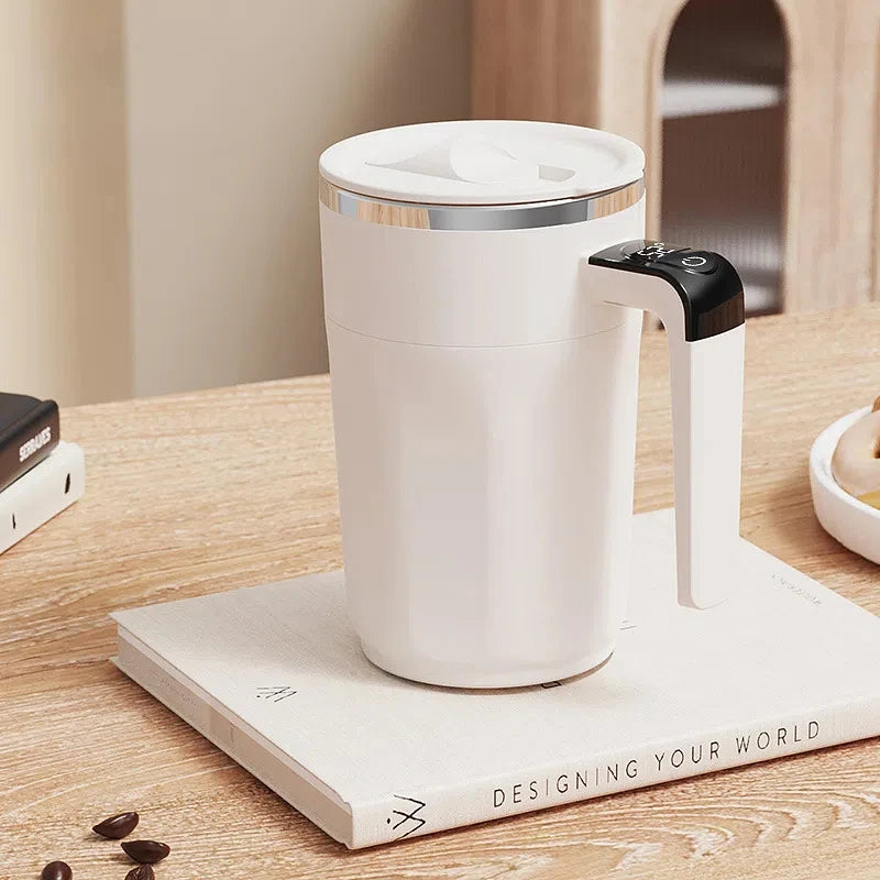 Taza mezcladora de 400ML, taza de café con pantalla LED de temperatura, taza autoagitadora de café y leche con rotación magnética de acero inoxidable 316
