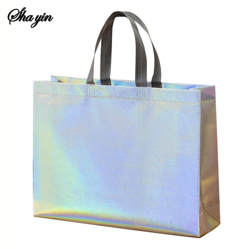 Bolsa de regalo reutilizable plateada, bolsas de compras para comestibles, se aplican a damas de honor, fiesta de cumpleaños, boda, despedida de soltero