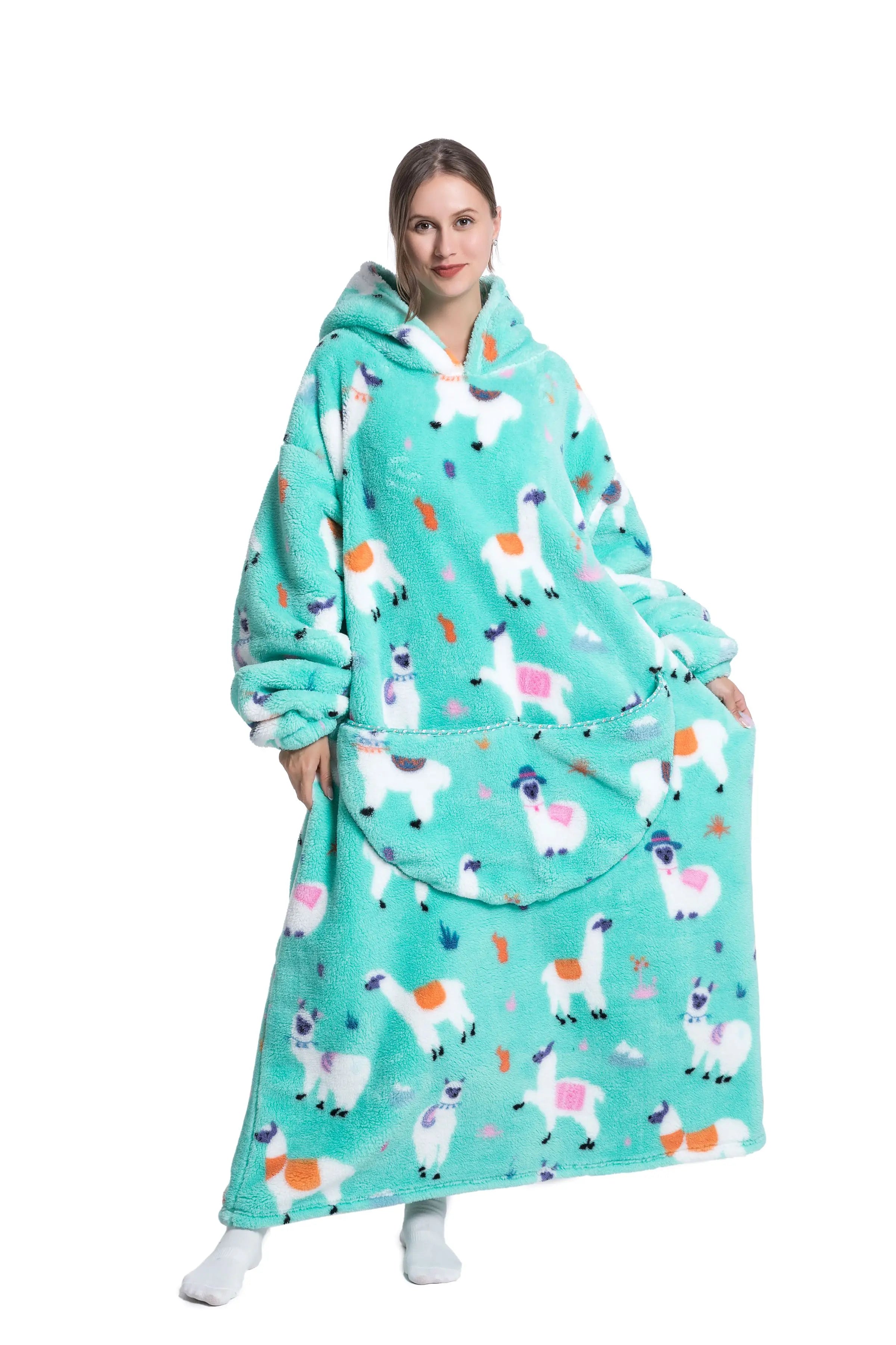 2023 nueva manta usable de TV de gran tamaño Extra larga cálida lana de felpa invierno Sherp Sudadera con capucha hombres mujeres sudadera suave regalos