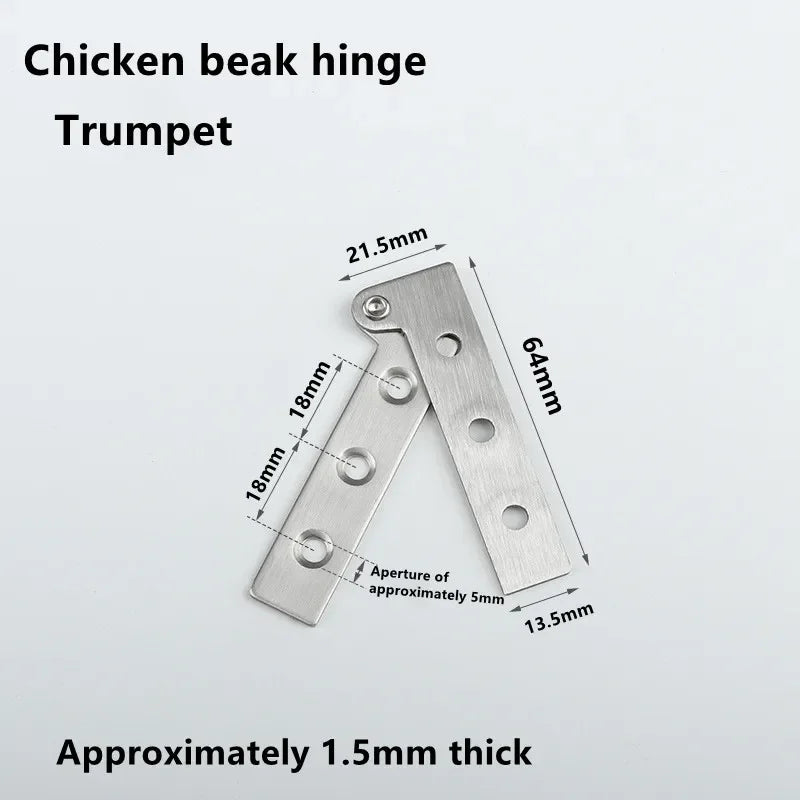 Bisagra de boca de pollo con rotación de 360 grados, 1 piezas, esquina de puerta oculta, Base de muebles superior e inferior, accesorios de Hardware de acero inoxidable