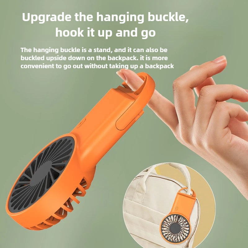 Miniventilador plegable de mano recargable por USB, diseño de dibujos animados con gancho para montañismo, uso en el hogar y la Oficina al aire libre, nuevo