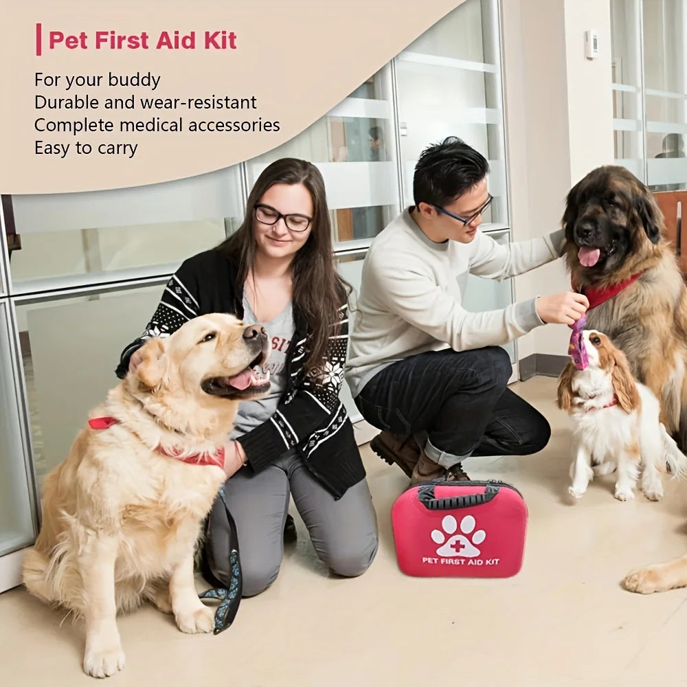 Botiquín de primeros auxilios para mascotas: contiene suministros de emergencia y manta de emergencia, apto para senderismo, camping y mochilero.