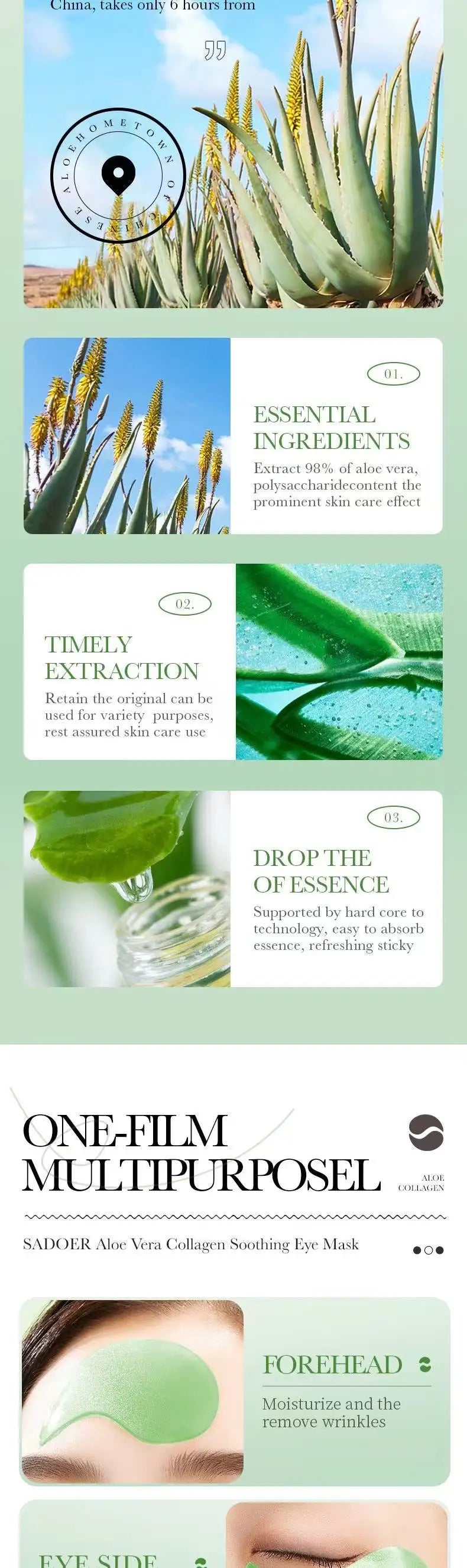Mascarilla de colágeno de Aloe Vera para ojos, 60 uds., eliminación de ojeras, bolsas para ojos, parches hidratantes reafirmantes para ojos, productos para el cuidado de la piel